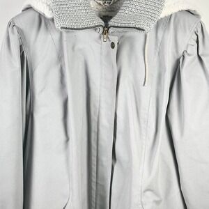 Vintage Windsor Bay JCP  Womens Large Beige‎ Sherpa Lined Zip Hooded Heavy Coat